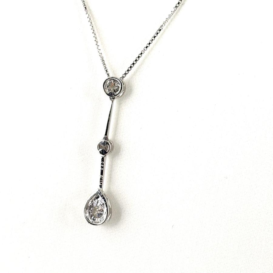 メレダイヤ デザインネックレス プラチナ ペンダント ネックレス Pt900 Pt850 ダイヤモンド レディース 中古