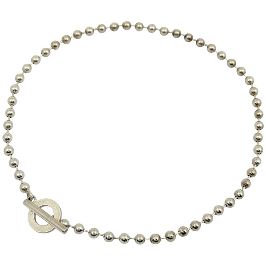 GUCCI（グッチ） ロゴ ボールチェーン ネックレス ネックレス シルバー