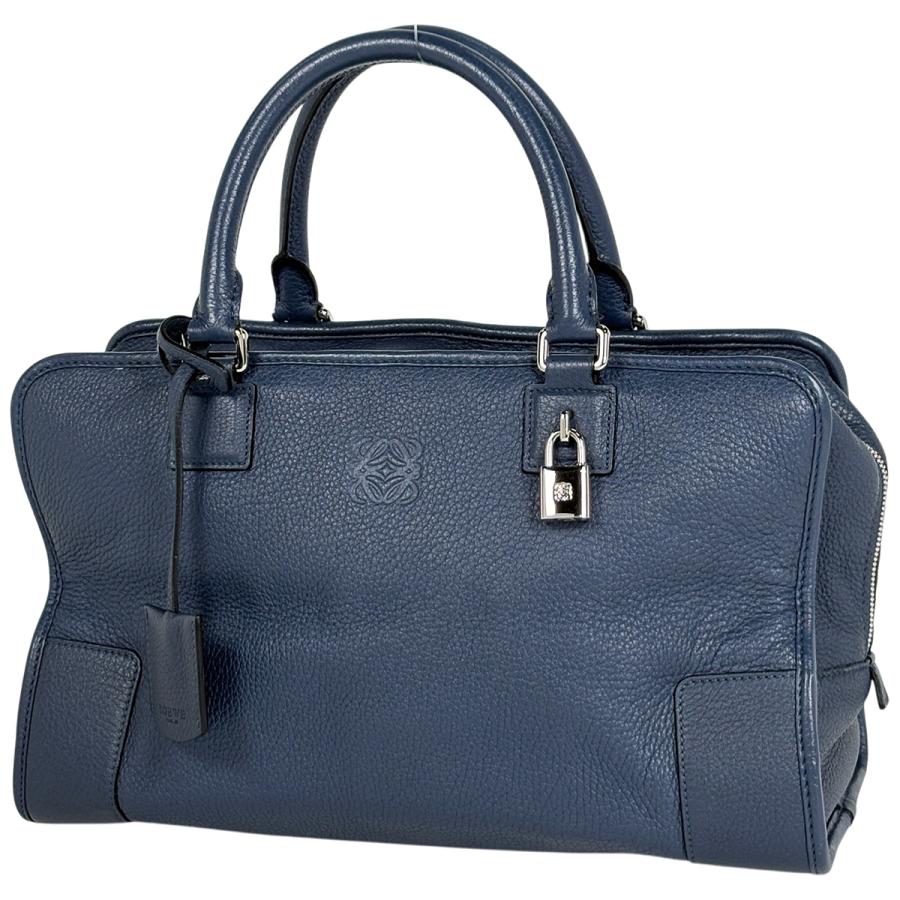 LOEWE（ロエベ） アマソナ36 アナグラム ハンドバッグ レザー ブルー 