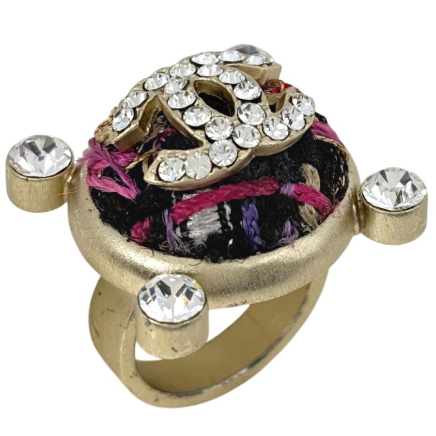 CHANEL（シャネル） ココマーク ラインストーン リング ツイード 指輪