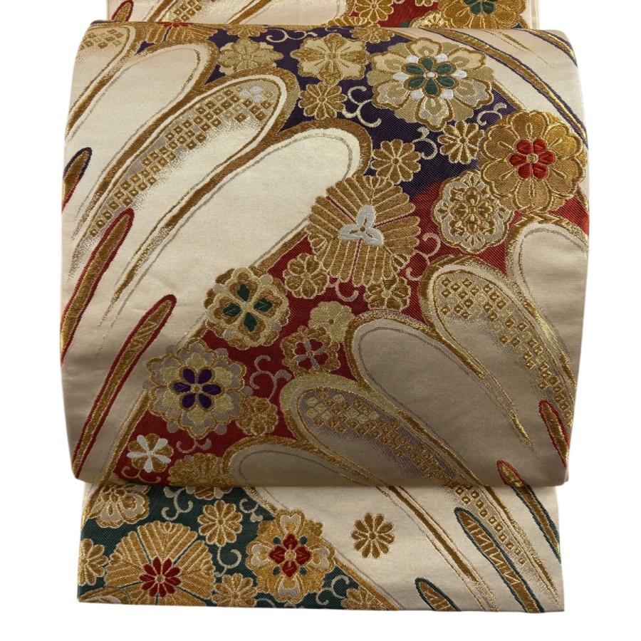 袋帯 秀品 華文 花唐草 金糸 唐織 金色 六通 正絹 中古 : リユース