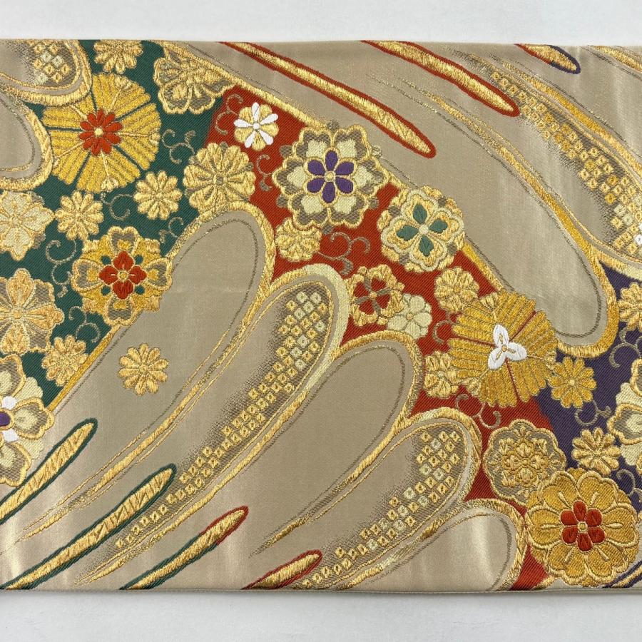 袋帯 秀品 華文 花唐草 金糸 唐織 金色 六通 正絹 中古 : リユース