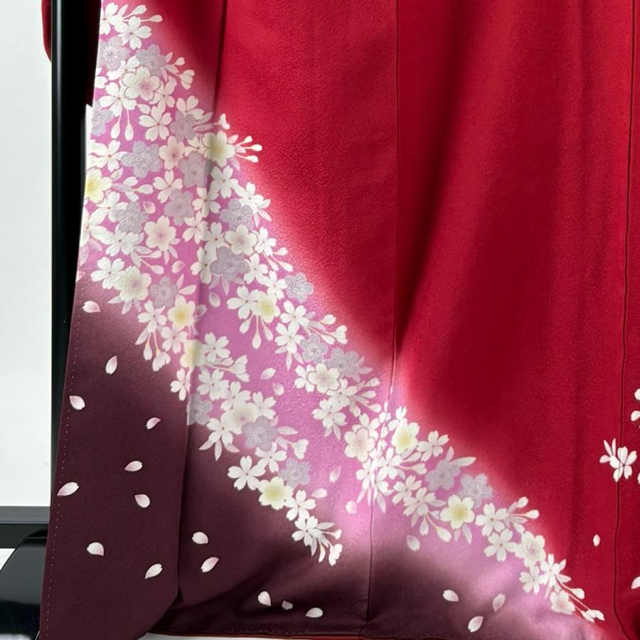 振袖 身丈168.5cm 裄丈67.5cm L 七宝 金糸金通し 朱色正絹名品 振袖 身丈168.5cm 裄丈67.5cm L 七宝 金糸金通し 朱色正絹名品 振袖