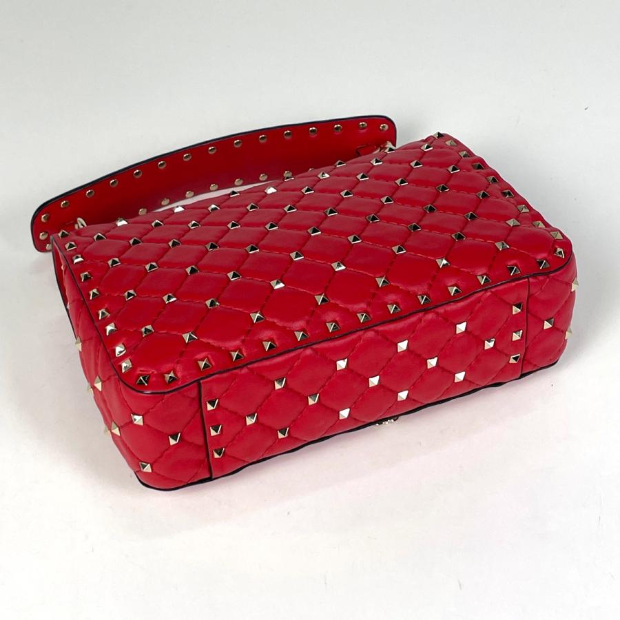 【美品】ヴァレンティノ ロックスタッズ チェーン 2WAY レザーバッグ 赤 ヴァレンティノ・ガラヴァーニ Valentino Garavani ロックスタッズ
