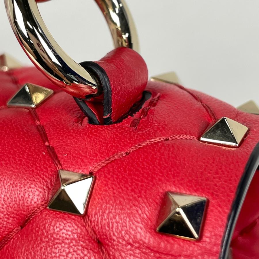 【美品】ヴァレンティノ ロックスタッズ チェーン 2WAY レザーバッグ 赤 ヴァレンティノ・ガラヴァーニ Valentino Garavani ロックスタッズ