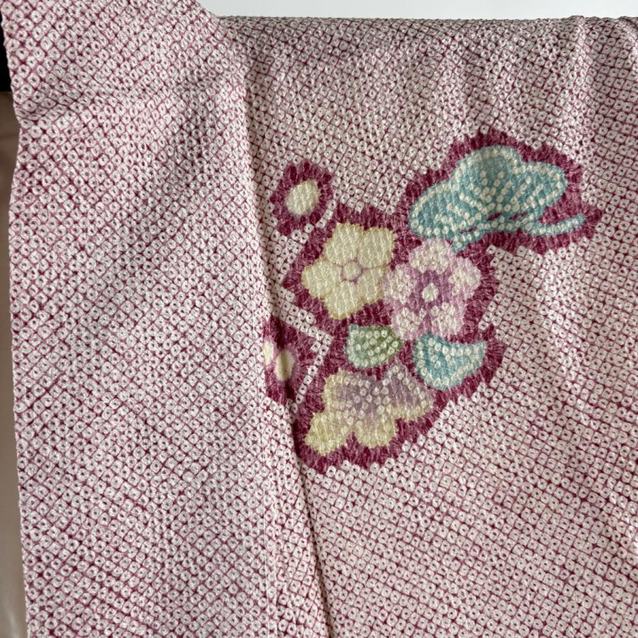美品 訪問着 身丈164cm 裄丈64.5cm M 袷 袋帯セット 草花 扇 絞り