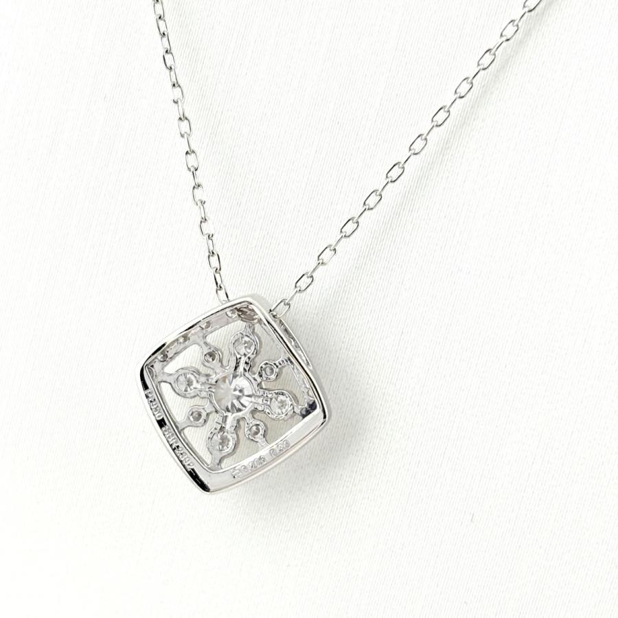 フラワーモチーフ デザインネックレス プラチナ ペンダント メレダイヤ 花 ネックレス Pt950 Pt850 ダイヤモンド レディース 中古
