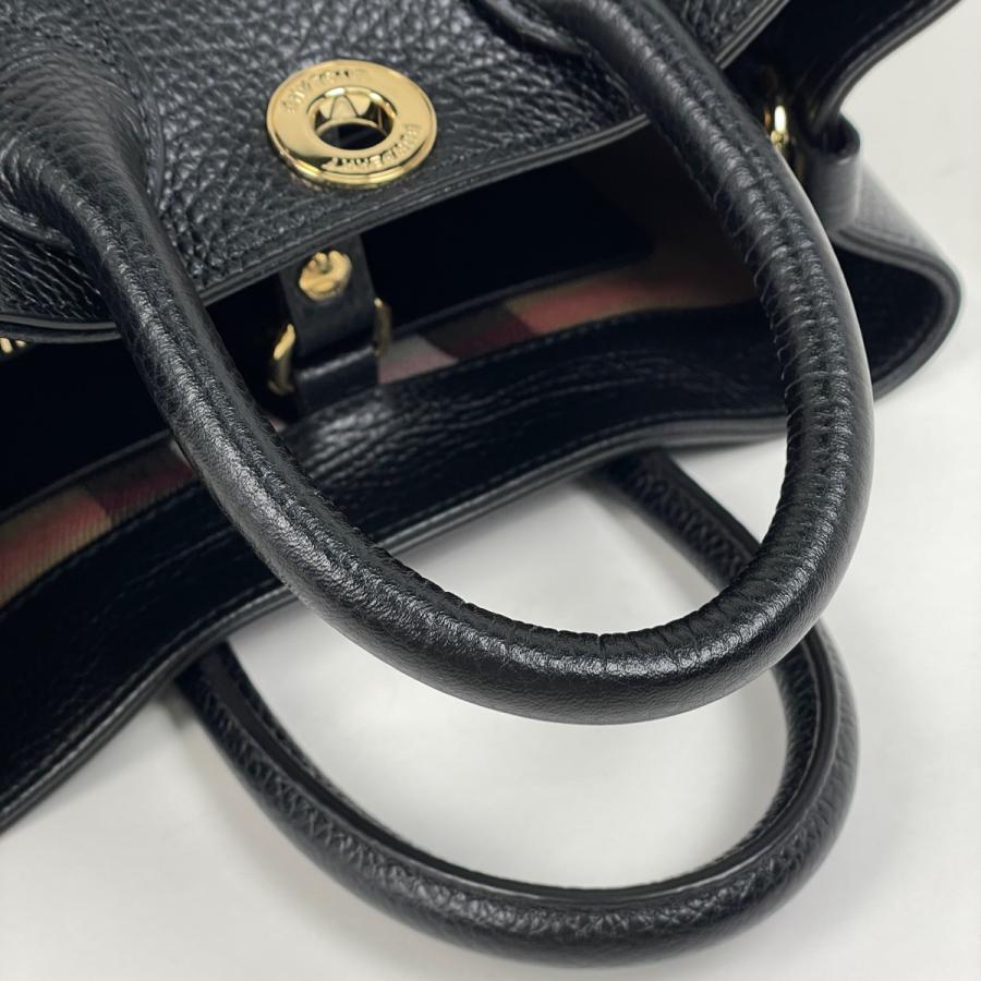 BURBERRY（バーバリー） ロゴ ハンドバッグ レザー ブラック
