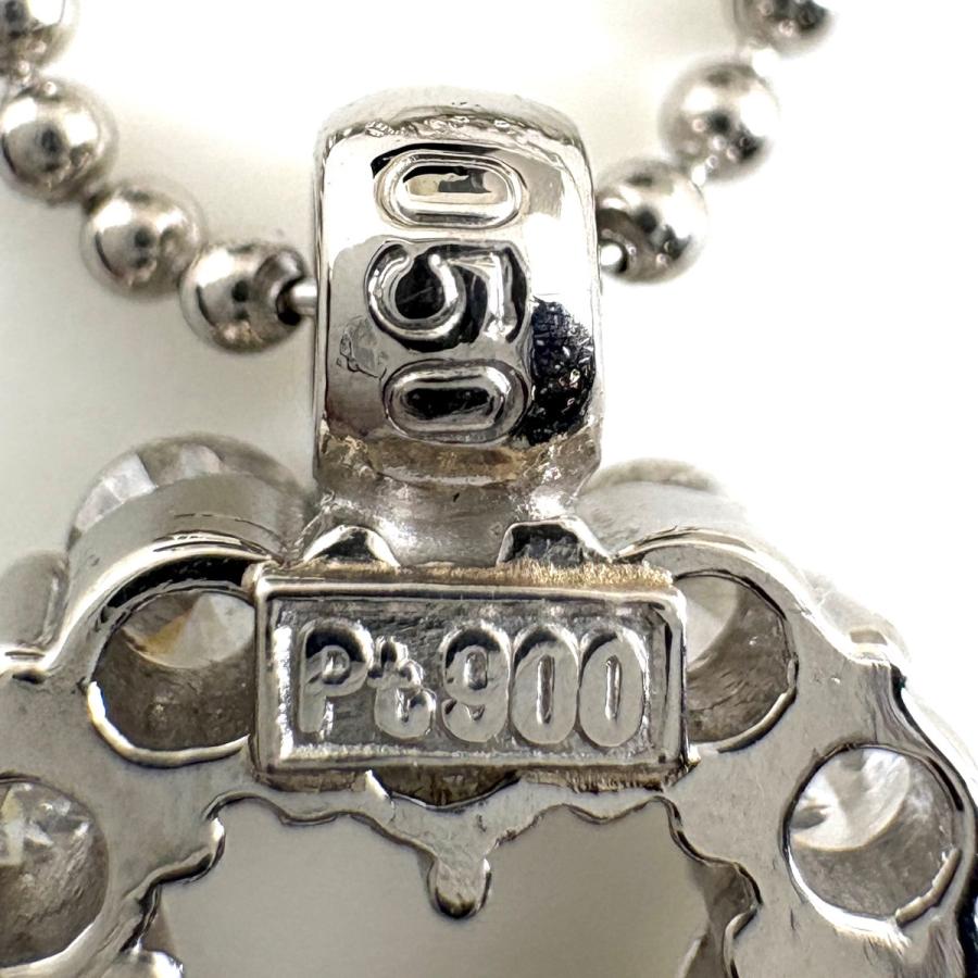 ハートモチーフ デザインネックレス プラチナ ペンダント メレダイヤ ネックレス Pt900 Pt850 ダイヤモンド レディース 中古