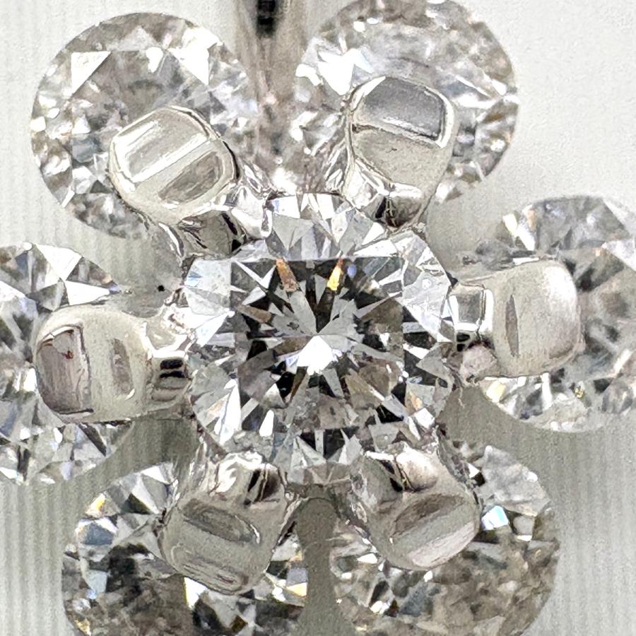 フラワーモチーフ デザインネックレス プラチナ ペンダント メレダイヤ 花 ネックレス Pt900 Pt850 ダイヤモンド レディース 中古