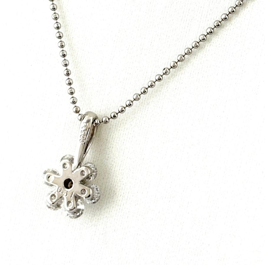 フラワーモチーフ デザインネックレス プラチナ ペンダント メレダイヤ 花 ネックレス Pt900 Pt850 ダイヤモンド レディース 中古