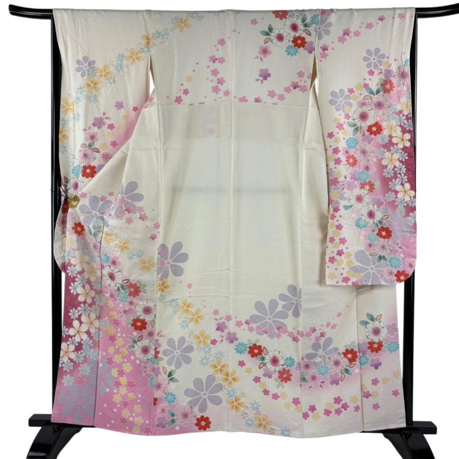 未使用品　作家物　落款　振袖フルセット　しつけ付き　金通し　桜　154〜164 美品 振袖 身丈161cm 裄丈66cm M 袷 徳永憲峯 落款あり 辻が花 梅 金