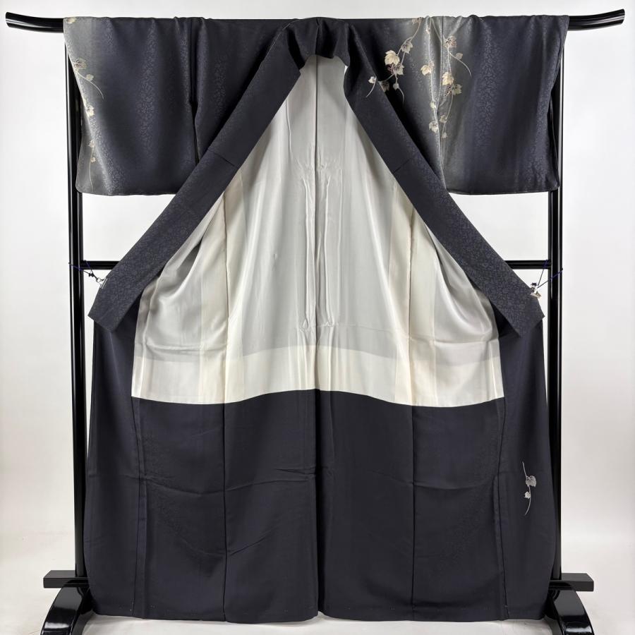 訪問着 身丈168cm 裄丈69cm L 袷 やまと 山葡萄 金彩 ぼかし 墨色 正絹 逸品 中古