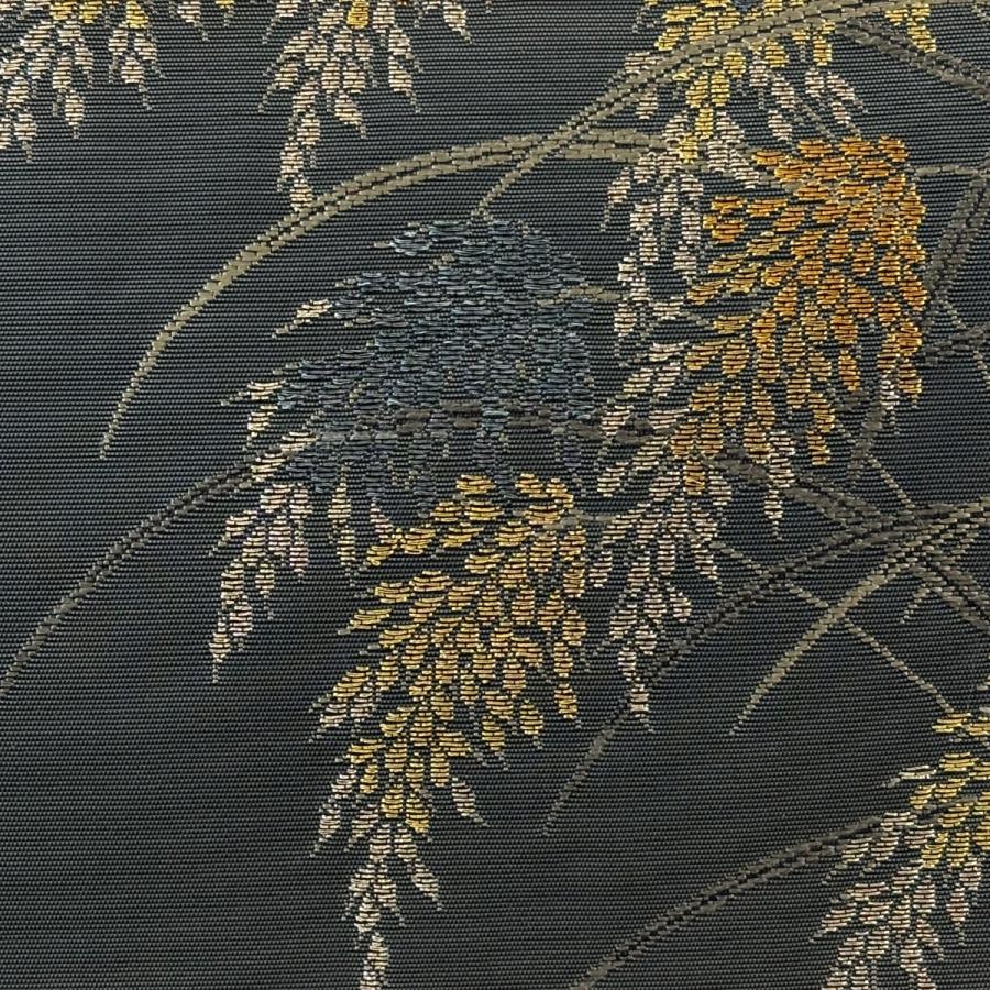 袋帯 逸品 紋屋井関 落款あり 御寮織 稲穂 金銀糸 箔 金茶 六通 正絹 中古_1