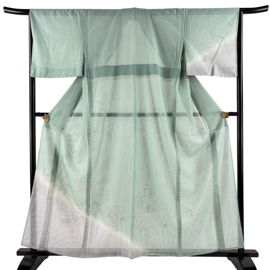 訪問着 身丈169cm 裄丈67cm 正絹 名品 【中古】 訪問着 身丈169cm 裄丈67cm M 袷 辻が花 霞 銀通し ぼかし 濃紫 正絹