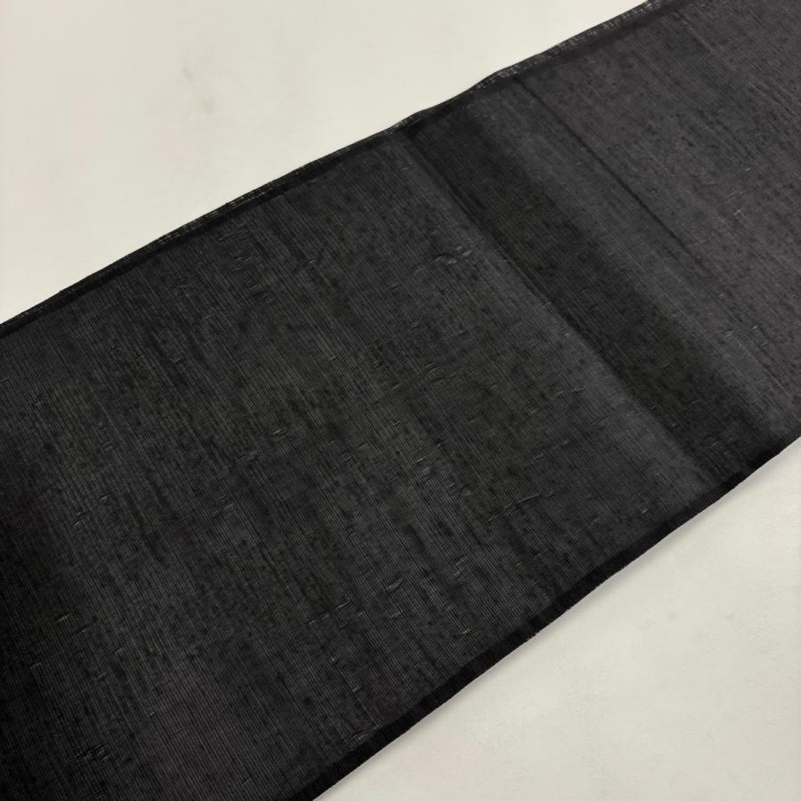 美品 袋帯 逸品 夏帯 ぜんまい紬 色紙 うさぎ 黒 お太鼓柄 正絹 中古