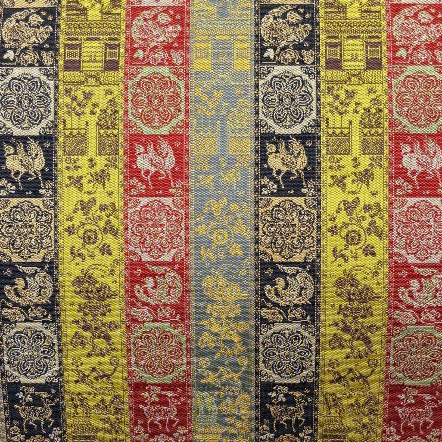 美品 開き名古屋帯 逸品 龍村美術織物 比翼仕立て 華文 鳥 青灰色 正絹 中古_1