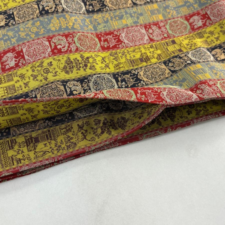 美品 開き名古屋帯 逸品 龍村美術織物 比翼仕立て 華文 鳥 青灰色 正絹 中古_5