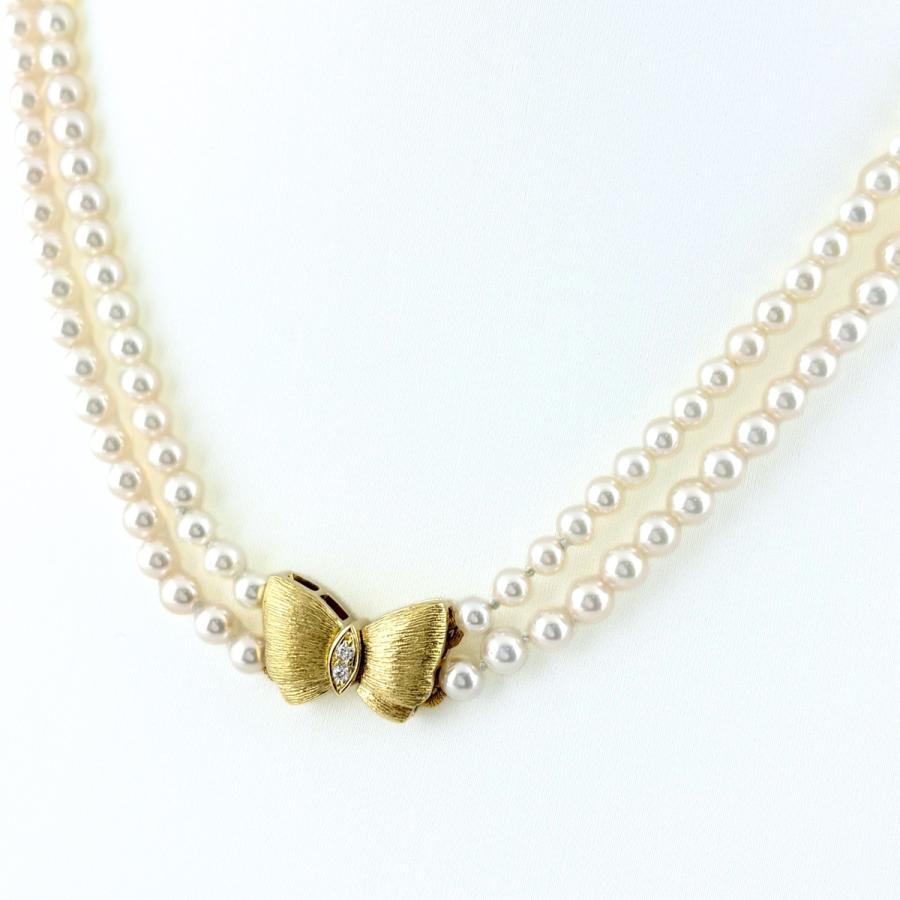 MIKIMOTO（ミキモト） リボンモチーフ ネックレス YG イエローゴールド