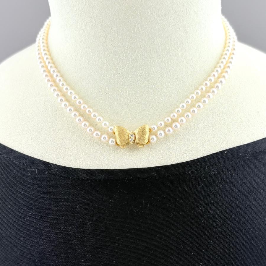 MIKIMOTO（ミキモト） リボンモチーフ ネックレス YG イエローゴールド