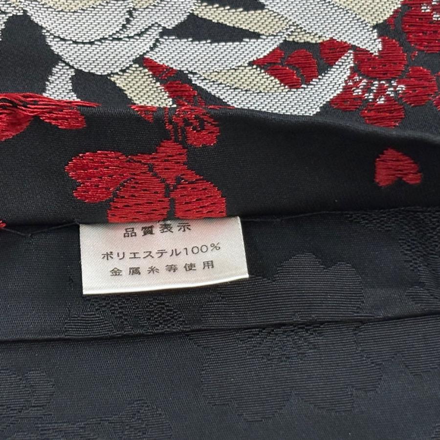 美品 半幅帯 優品 菊 桜 箔 黒 化繊 中古 【公式通販】