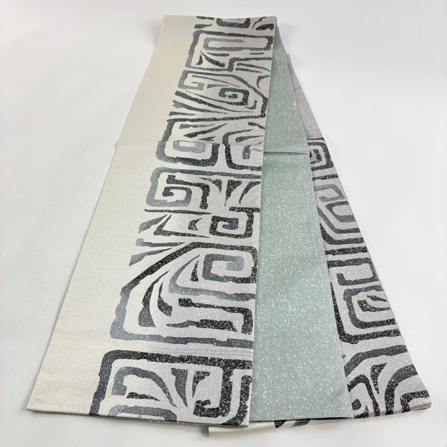 袋帯 秀品 幾何学 箔 灰紫 六通 正絹 中古 : リユースセレクトショップ 