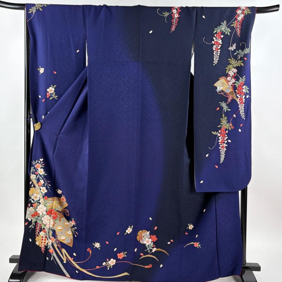 振袖 身丈168.5cm 裄丈68.5cm L 袷 袋帯フルセット やまと 扇面 牡丹