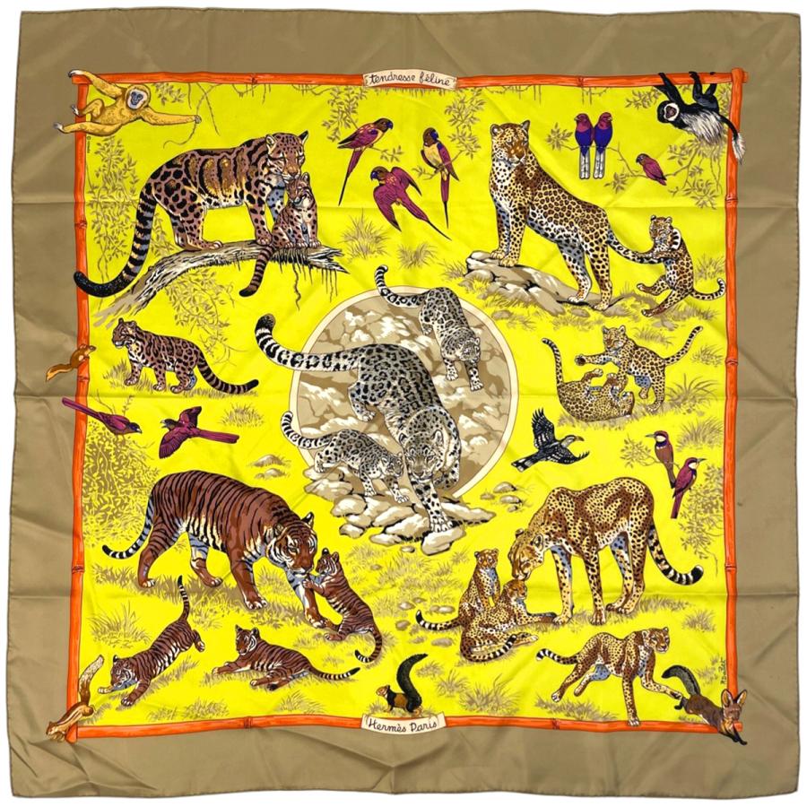 HERMES（エルメス） カレ90 Tendresse Feline 野生の優しさ スカーフ 