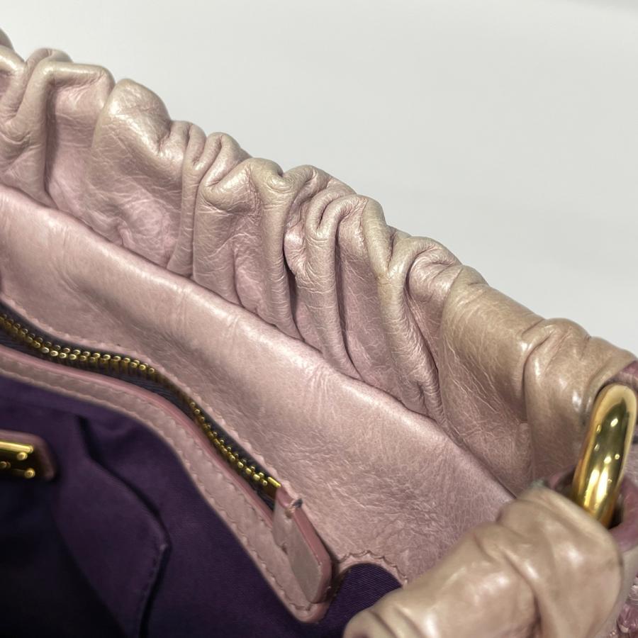 ミュウ ミュウ Miu Miu ロゴ ハンドバッグ 2WAY レザー ピンク レディース 中古