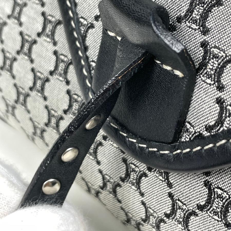 セリーヌ CELINE マカダム柄 ショルダーバッグ 肩掛け ショルダーバッグ キャンバス グレー ブラック レディース 中古_3