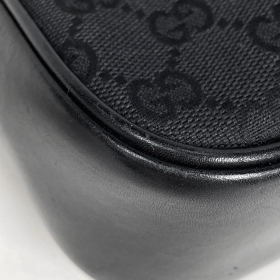 グッチ GUCCI GG柄 ショルダーバッグ ハンドバッグ バンブー ショルダーバッグ GGキャンバス ブラック 0013865 レディース 中古