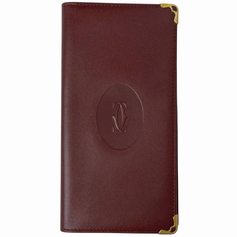 ☆週末価格☆Cartier 二つ折り長財布【マストライン　ボールド】 Cartier（カルティエ） マストライン 二つ折り 長財布 レザー ボルドー