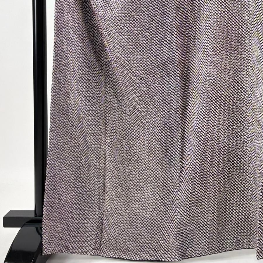 美品 小紋 身丈168cm 裄丈68cm L 袷 名古屋帯セット ほていや 総絞り 黒 正絹 秀品 中古_1