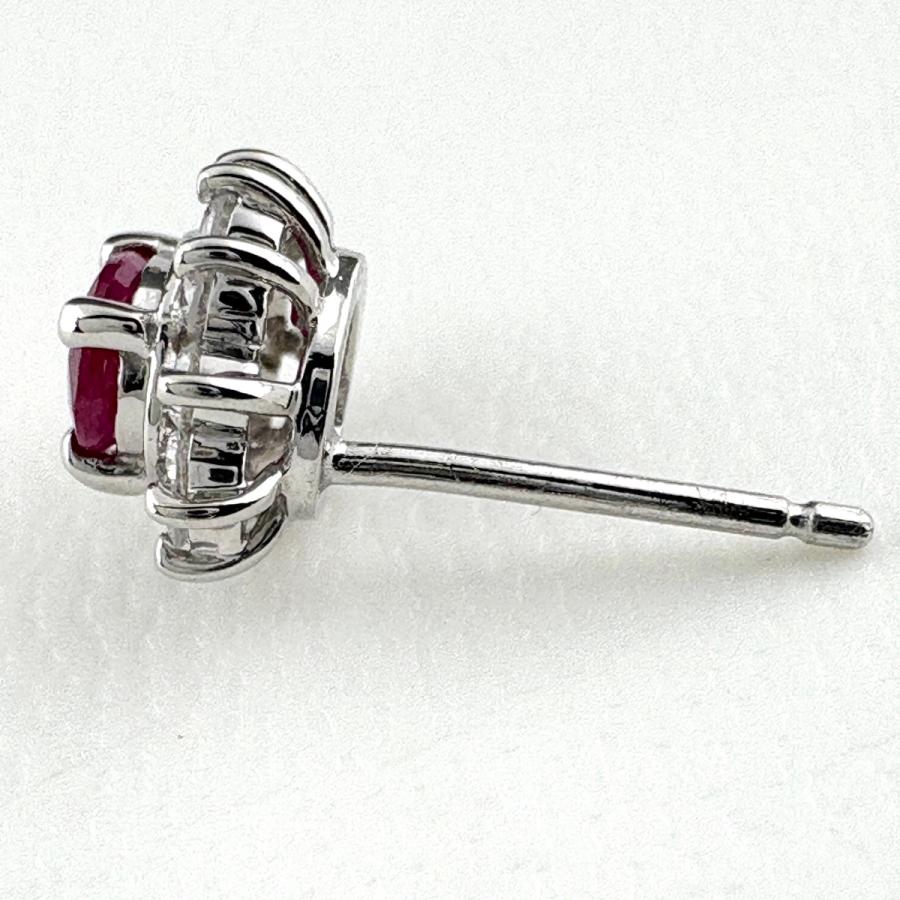 ルビー デザインピアス プラチナ メレダイヤ ピアス Pt850 ルビー ダイヤモンド レディース 中古_4