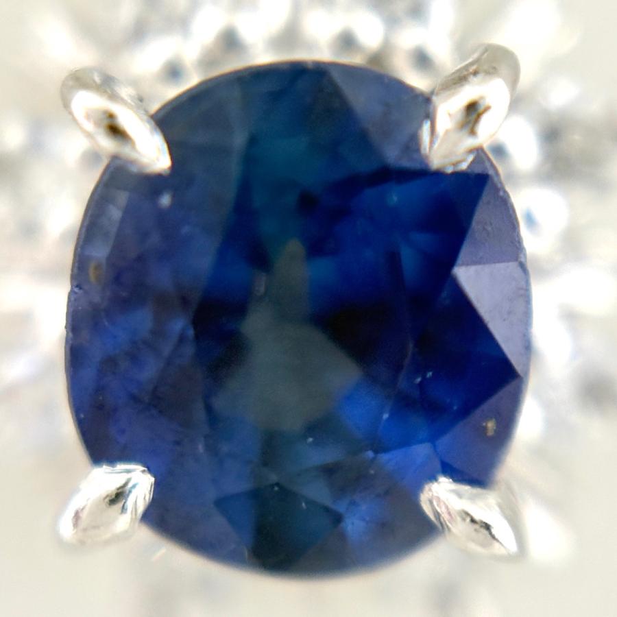 サファイア デザインネックレス プラチナ ペンダント メレダイヤ ダイヤモンド ネックレス Pt900 Pt850 サファイア レディース 中古
