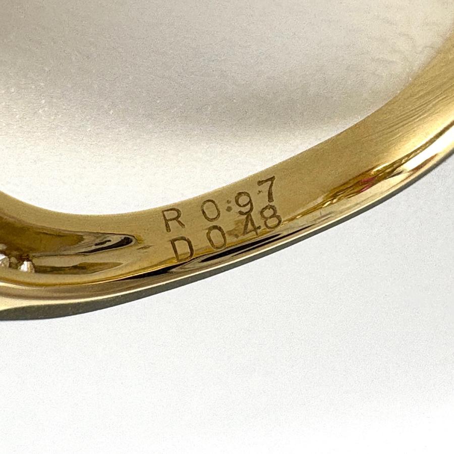 ルビー デザインリング YG イエローゴールド 指輪 メレダイヤ リング 11.5号 K18 ルビー ダイヤモンド レディース 中古_6