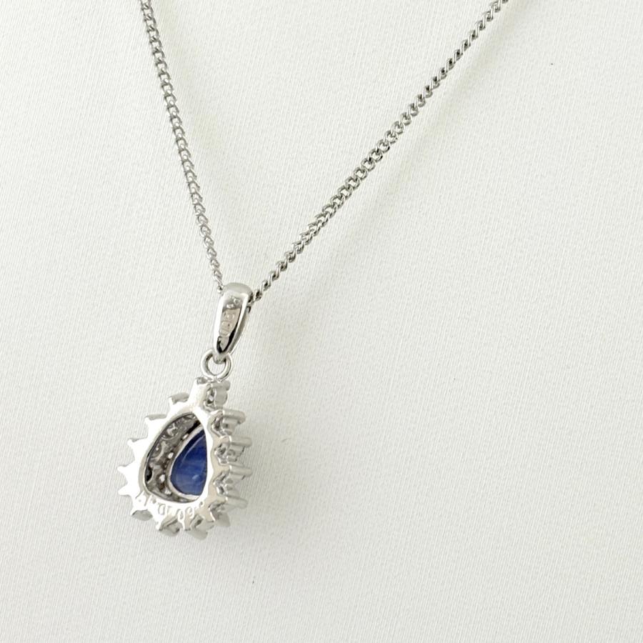 サファイア デザインネックレス プラチナ ペンダント メレダイヤ ダイヤモンド ネックレス Pt900 Pt850 サファイア レディース 中古_3