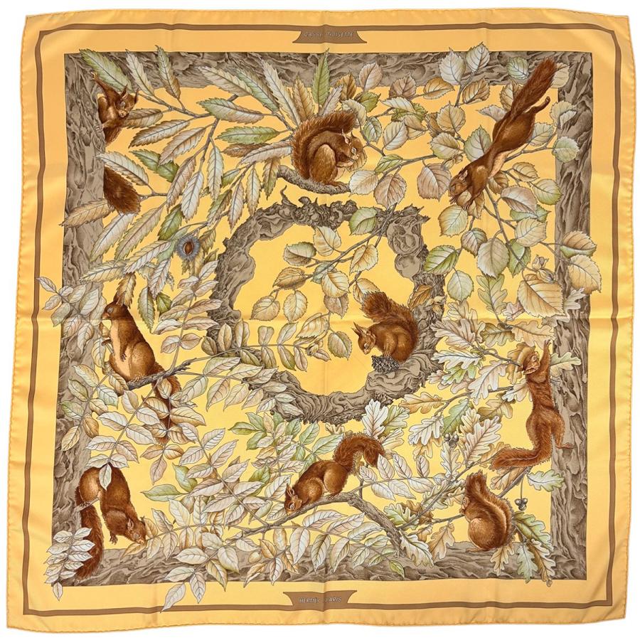 HERMES（エルメス） カレ90 CASSE NOISETTE くるみ割り リス柄 木の実