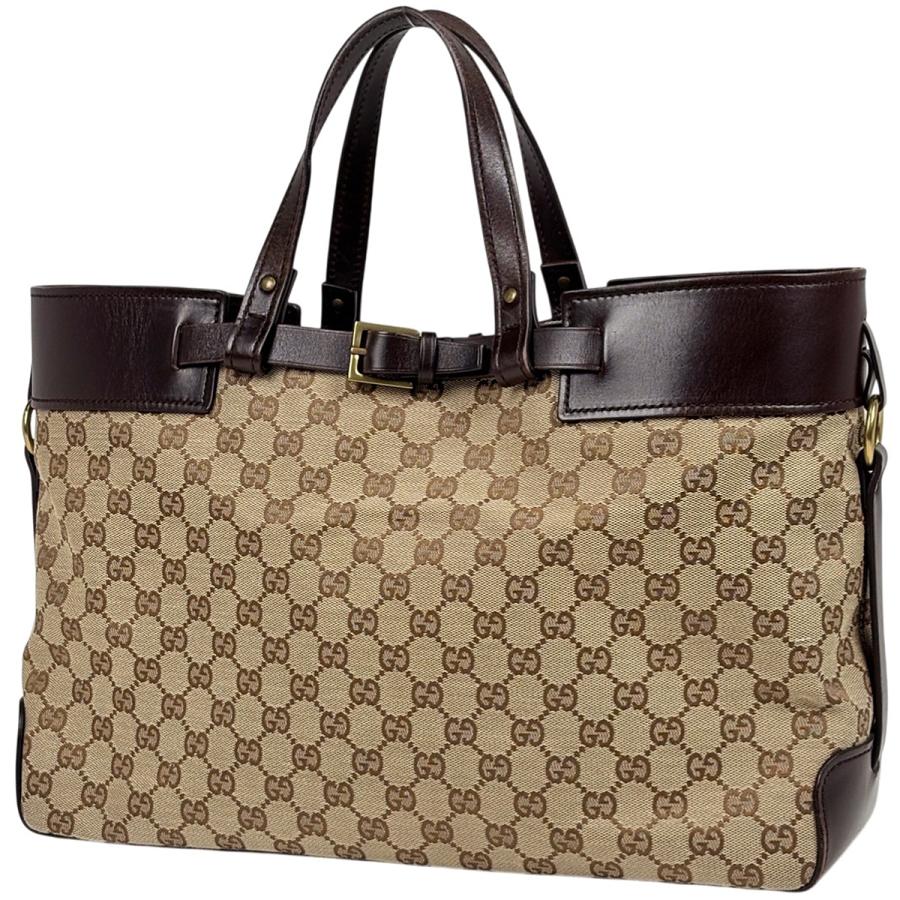 【美品】グッチ トートバッグ ハンドバッグ ブラウン キャンバス GG柄 GUCCI（グッチ） GUCCI GG柄 トートバッグ ハンドバッグ GGキャンバス