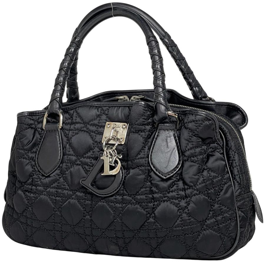 【中古】 クリスチャンディオール ハンドバッグ カナージュ ブラック ナイロン Christian Dior（クリスチャン・ディオール） ロゴ ハンドバッグ