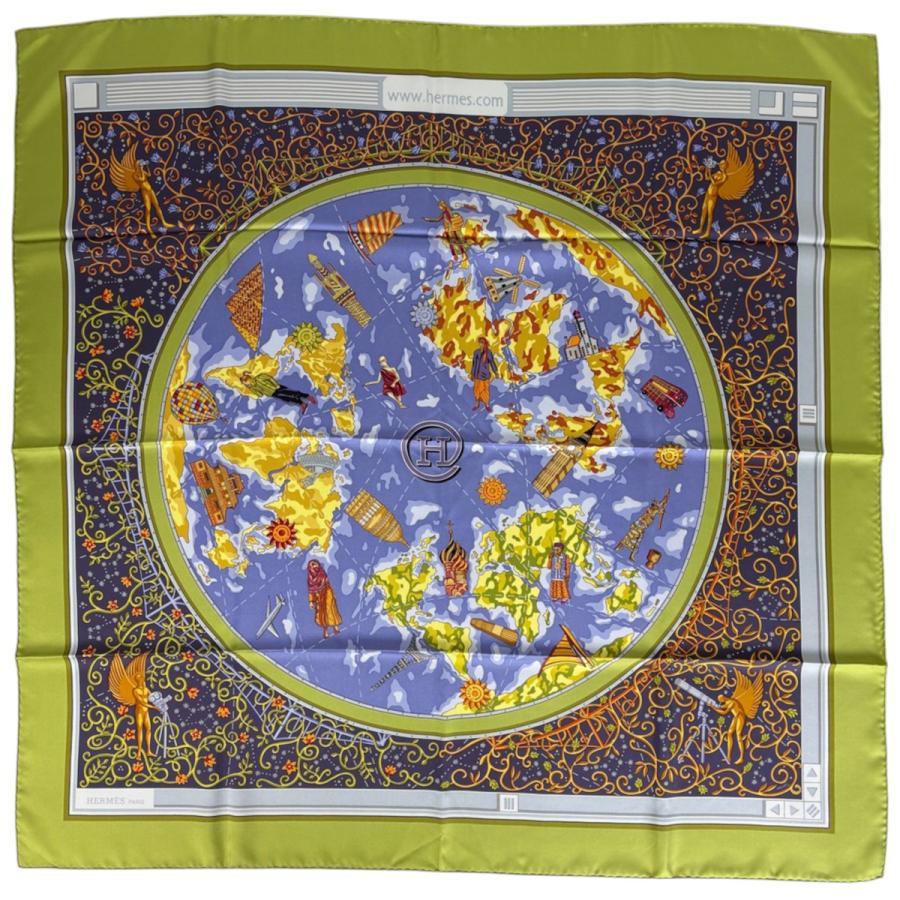 HERMES（エルメス） カレ90 www.hermes.com スカーフ 世界地図 シルク