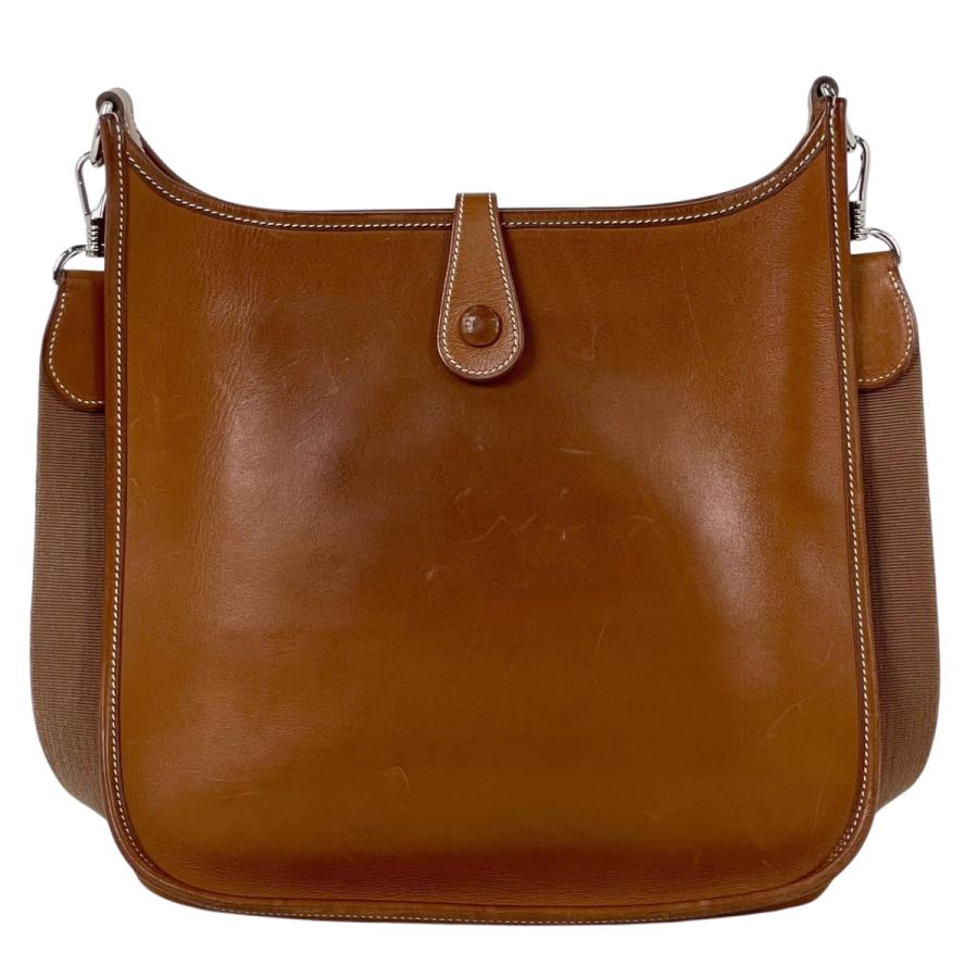 エルメス HERMES エヴリン1 PM パンチング Hロゴ ショルダーバッグ エバーカーフ ブラウン E レディース 中古_2