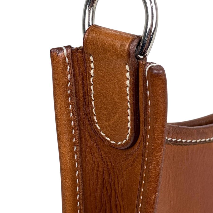 エルメス HERMES エヴリン1 PM パンチング Hロゴ ショルダーバッグ エバーカーフ ブラウン E レディース 中古_9