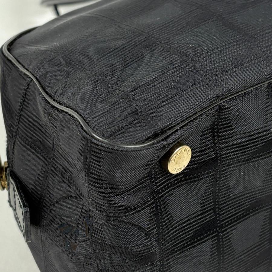 シャネル CHANEL ニュートラベルライン ハンドバッグ ミニボストン ココマーク ハンドバッグ ナイロンジャガード ブラック A15828 レディース 中古