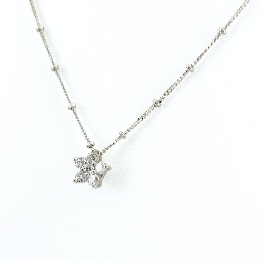 フラワーモチーフ デザインネックレス WG ホワイトゴールド ペンダント 