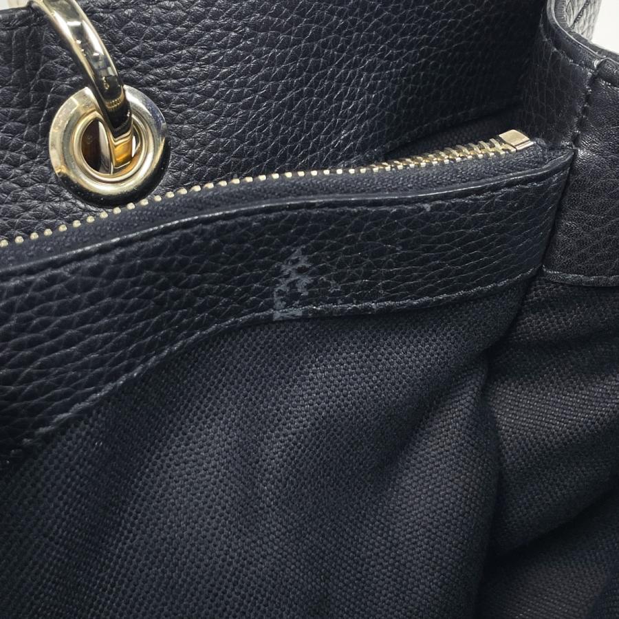 GUCCI グッチ バンブーショッパー ミディアム トートバッグ ハンドバッグ 2WAY ショルダーバッグ レザー ブラック 黒 ゴールド金具 323660 GUCCI（グッチ） バンブーショッパー ミディアム トート 2WAY