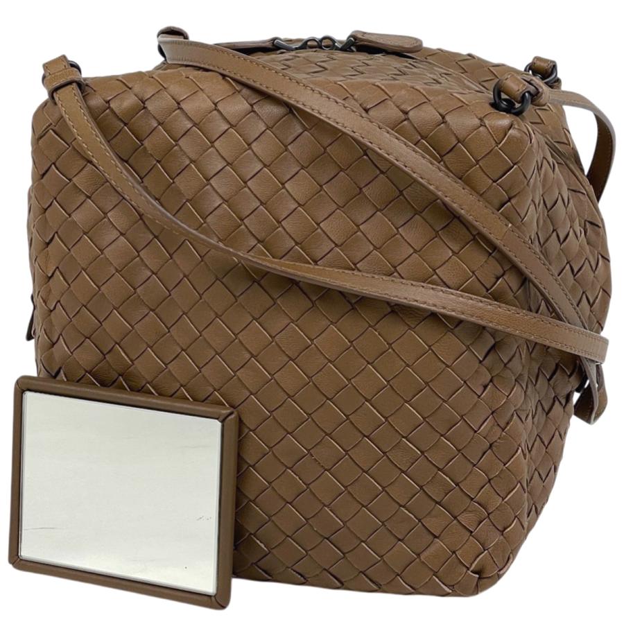 ボッテガヴェネタ イントレチャート ショルダーバッグ レザー ブラウン ボッテガヴェネタ BOTTEGAVENETA イントレチャート ショルダーバッグ