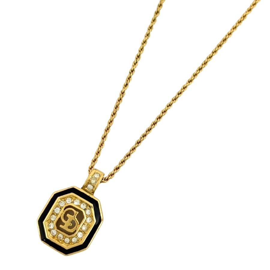美品 ディオール Dior CDロゴ ラインストーン ネックレス ゴールド Christian Dior（クリスチャン・ディオール） ロゴ ラインストーン