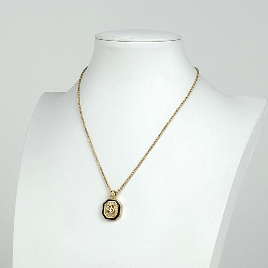 中古品　Christian Dior CDロゴ ラインストーン ネックレス Christian Dior（クリスチャン・ディオール） ロゴ ラインストーン