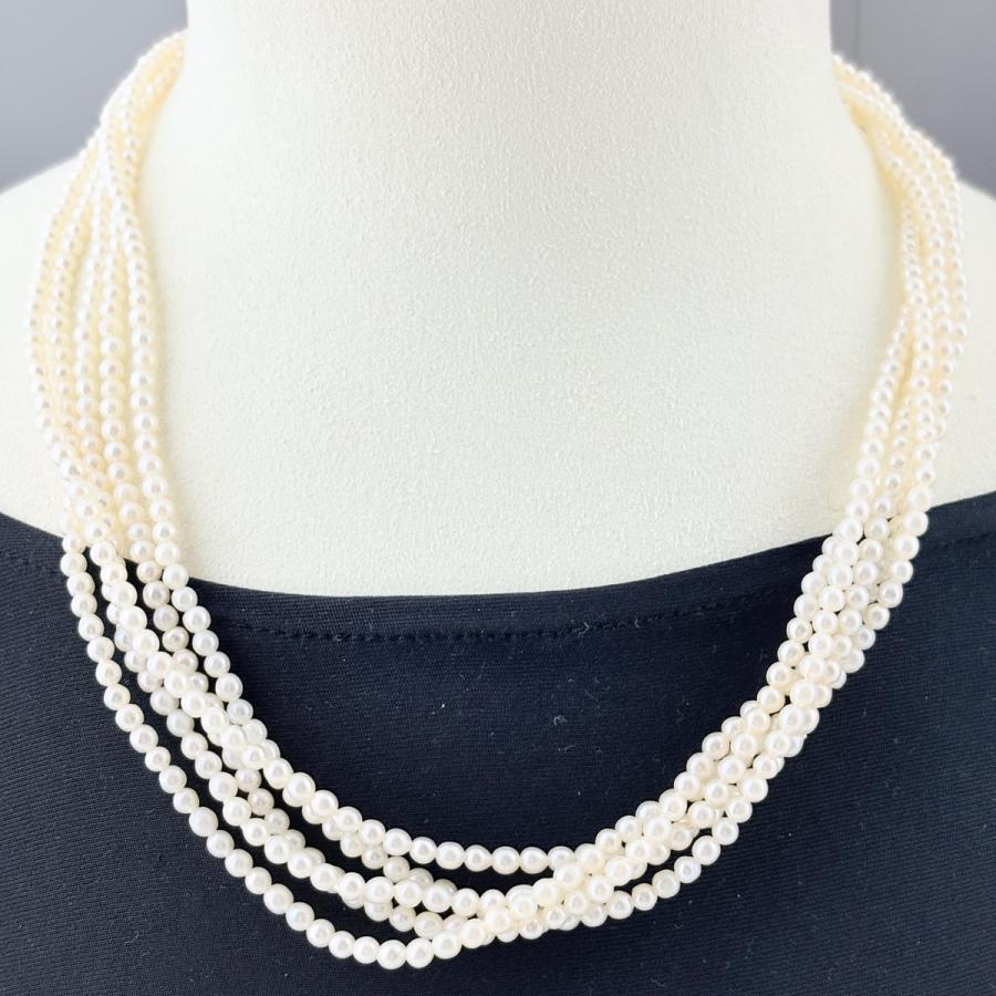 タサキ TASAKI パール デザインネックレス シルバー 真珠 5連 ネックレス SV パール レディース 中古_4